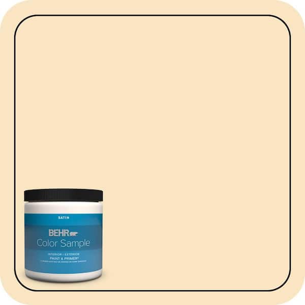 BEHR PREMIUM PLUS 8 oz. #340C-2 Havana Cream Satin Enamel Interior/Exterior Paint & Primer Color Sample