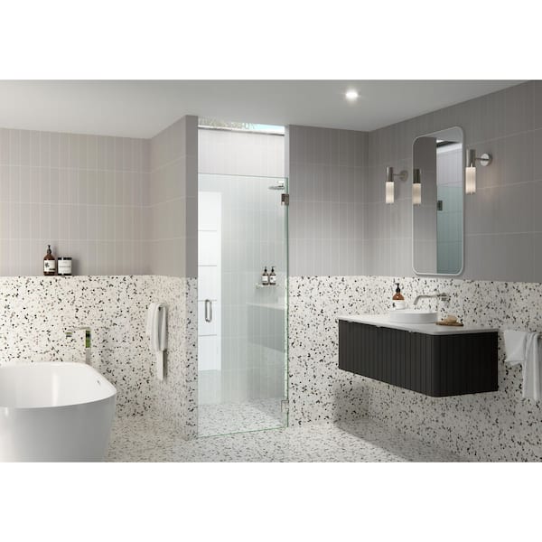 24 in. W x 78 in. H Pivot/Hinged Frameless Shower Door in Polished Nickel-Door Only-Width Adj 24.375-24.775