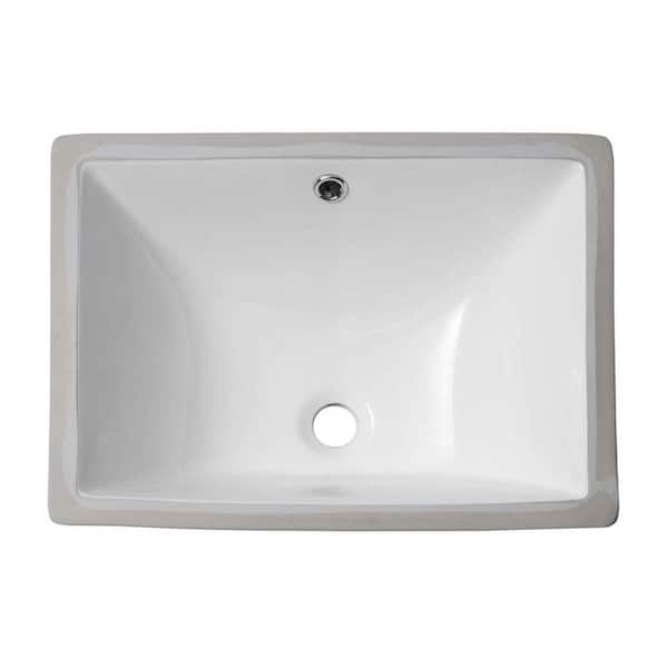 XUJMK 20 in. Undermount Rectangular Bathroom Sink with