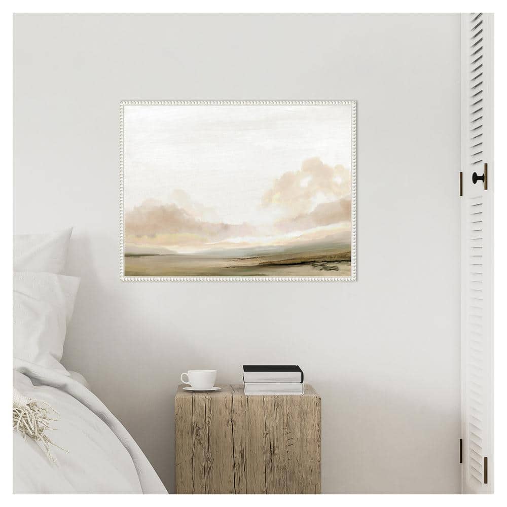 Southern Landscape Abstract Canvas Wall Art with White Beaded Frame