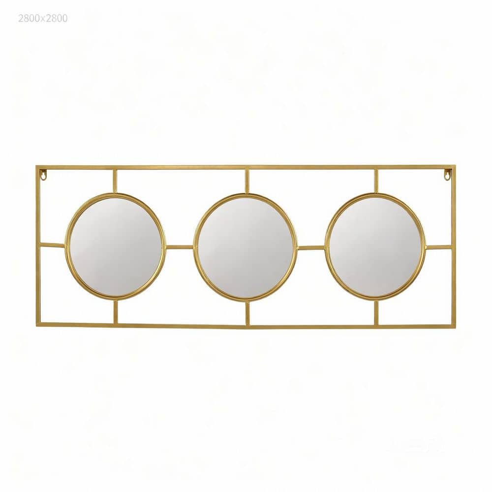 43.30 in. W x 15.70 in. H Rectangular Framed Wall Mount 3-Piece Convex Mirror Set in Gold durable construction price history on PriceWatchPro