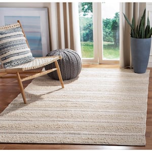 Natura Ivory 5 ft. x 8 ft. Solid Striped Area Rug