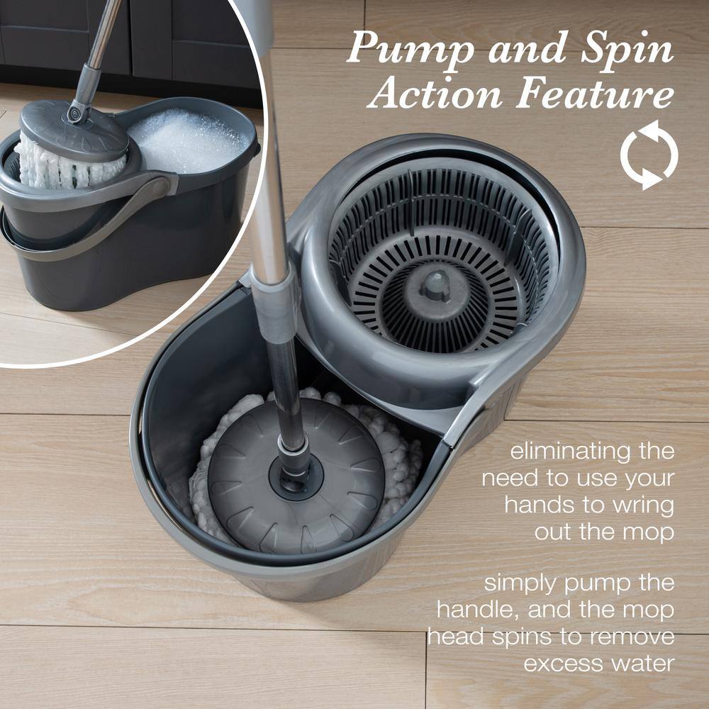 Simplify Gray Microfiber Self Wringing Mop & Bucket Set