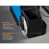 Bostitch Konnect Desk Organizer and Charging Station, 2 USB Ports, Charges Phones and Tablets, 4-Piece, Black KT2-BASEKIT2-BLK