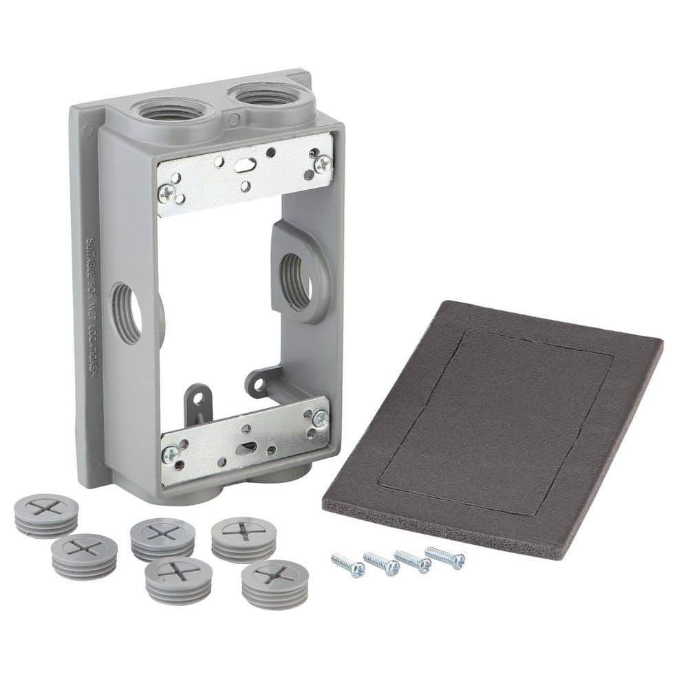 1-Gang Metallic Weatherproof Extension Ring with (6) 1/2 in. Holes, Gray