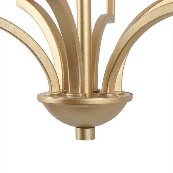 LNC Modern Gold Chandelier 3-Light Geometric Cage Lantern Candlestick 11 in. W Island Pendant Chandelier