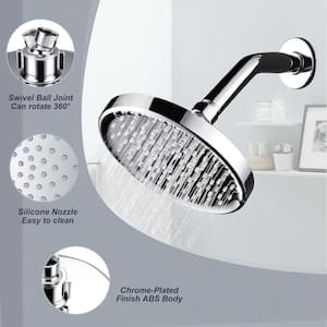 1-Spray Patterns with 1.8 GPM 6 in. Wall Mount Rain Fixed Shower Head with 360° Rotatable in Polished Chrome