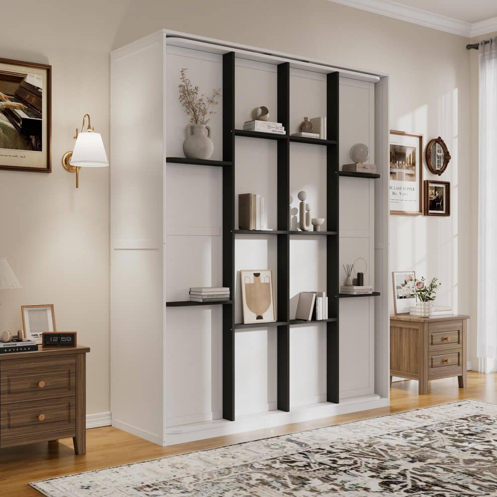 Forrest White Wood Frame Queen Size Murphy Bed, Wall Bed with Hidden Storage Racks price history on PriceWatchPro