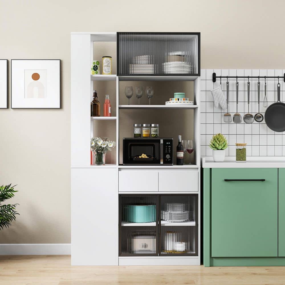 Nefret White Wood 70.87 in. H Storage Cabinet with Multi-Functional Storage Space price history on PriceWatchPro