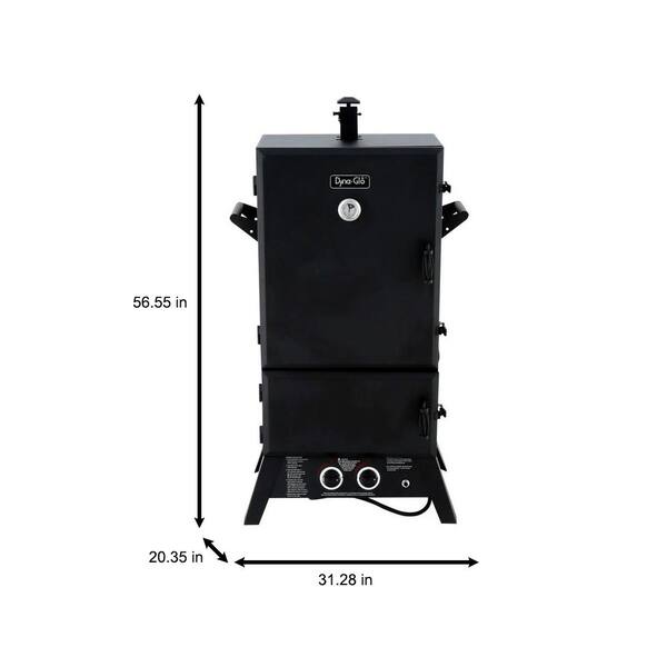 Dyna-Glo 43 in. Wide Body Liquid Propane Gas Smoker in Black with Premium  Wide Body Vertical Smoker Cover DGW1904BDP-DC - The Home Depot