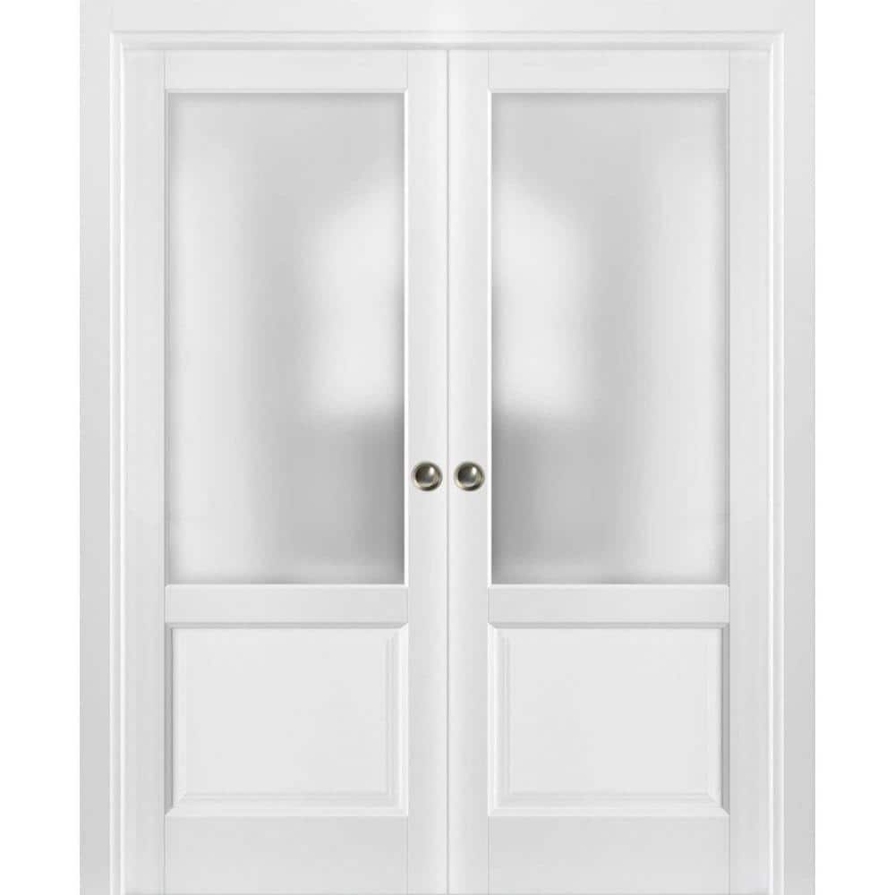 72 in. x 96 in. 2 Panel White Finished Solid Wood Sliding Door with Hardware price history on PriceWatchPro