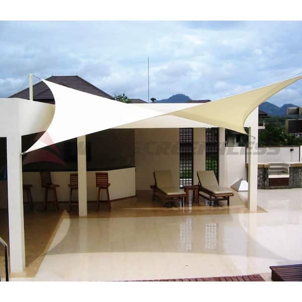 16 ft. x 16 ft. Beige Square Heavy Weight Sun Shade Sail with UV Blockage and waterproof for Patio and Pool Cover