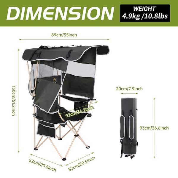 MUKE Camping Chair with Canopy, Chair with Shades, Folding Chair