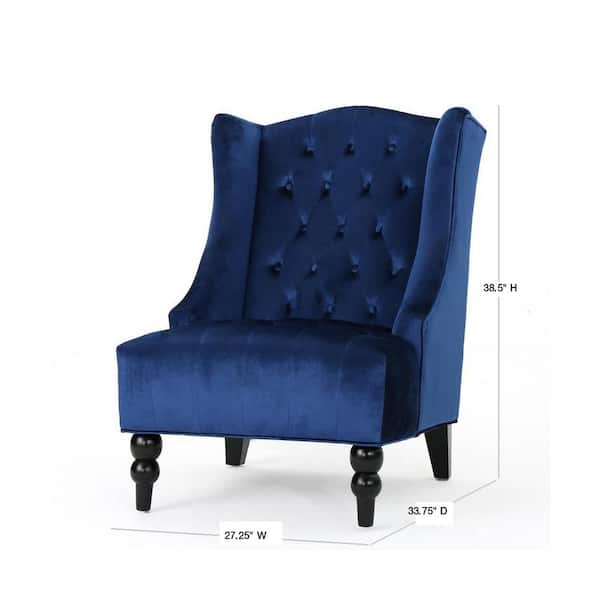Noble House Toddman Navy Blue New Velvet High-Back Club Chair 12599 - The  Home Depot