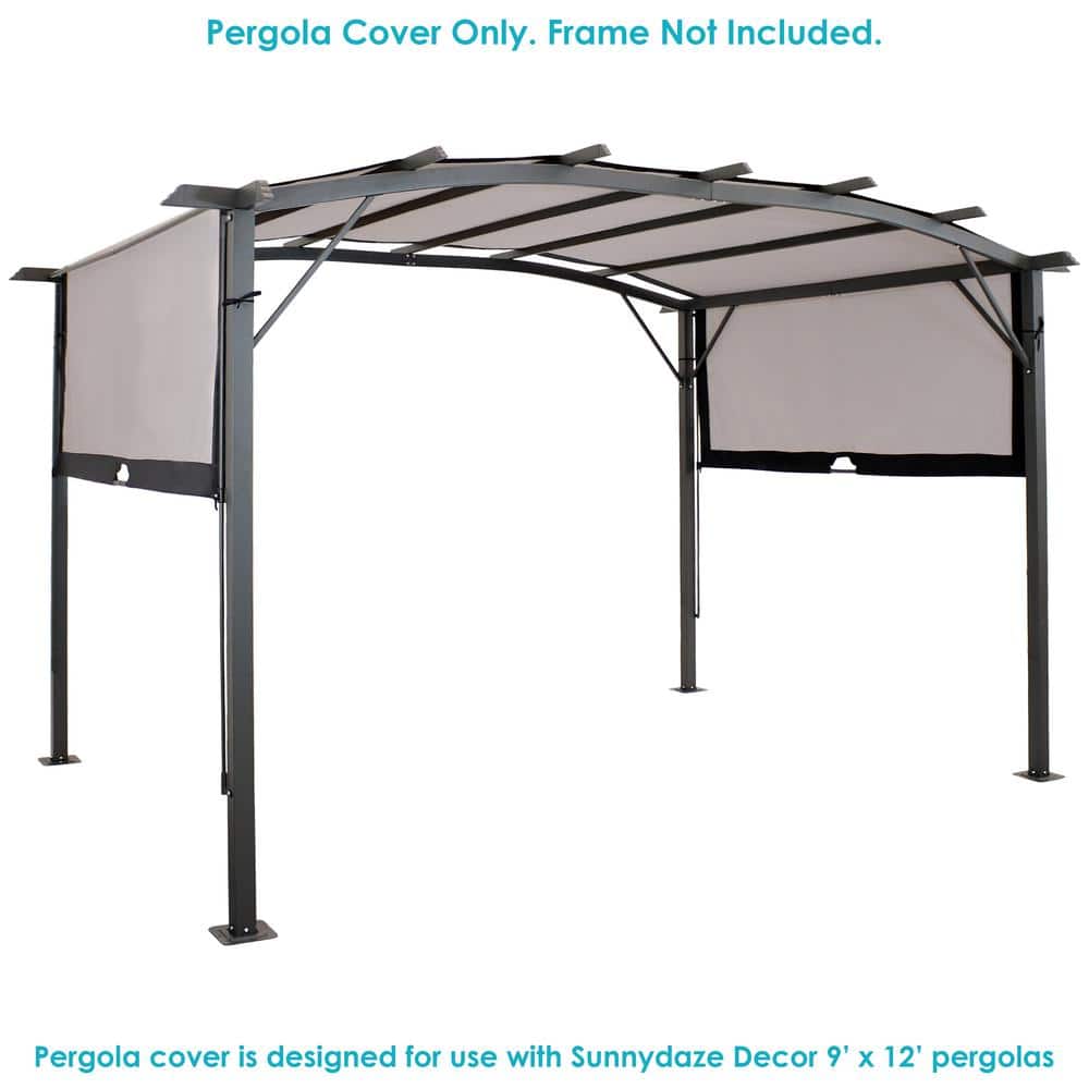 Gray 9x12 Foot Polyester Retractable Pergola Canopy Shade