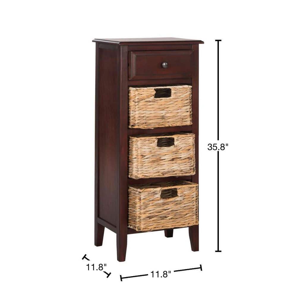 Transitional Cherry Wood Side Table with 4-Drawer Storage