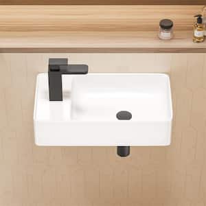 Turner Crisp White Vitreous China Rectangular Wall-Mounted bathroom Sink with Faucet Hole