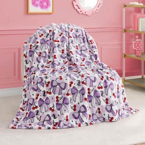 JUICY COUTURE Bowquet Soft White Plush Polyester Kids Throw