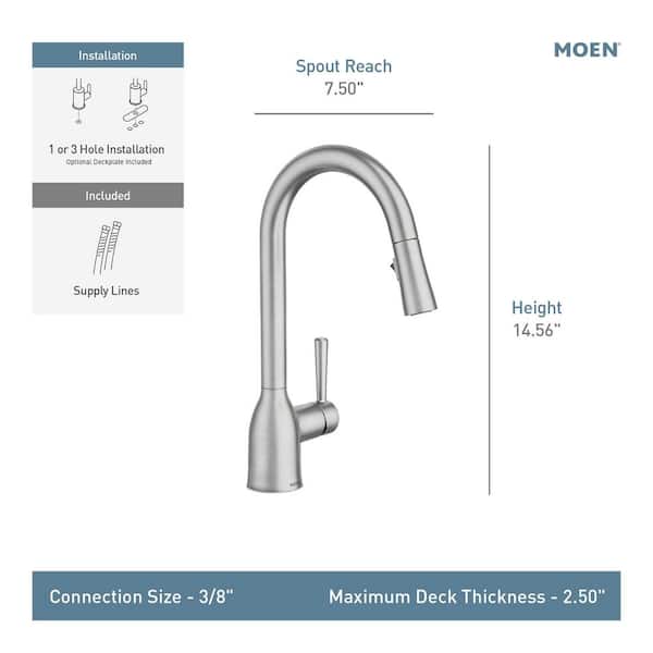 Moen Adler 1-Handle Deck Mount Pull-Down Handle/Lever Commercial/Residential Kitchen Faucet (Deck Plate Included)