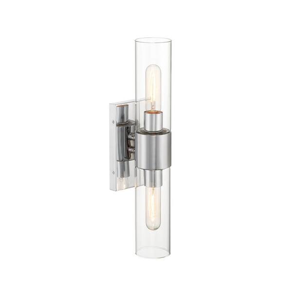 Designers Fountain - Anton 4.5 in. 2-Light Chrome Transitional Wall Sconce with Clear Glass Shades