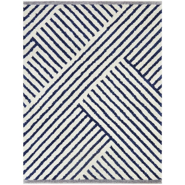 BALTA Emmeline Navy 7 ft. 10 in. x 10 ft. Striped Area Rug