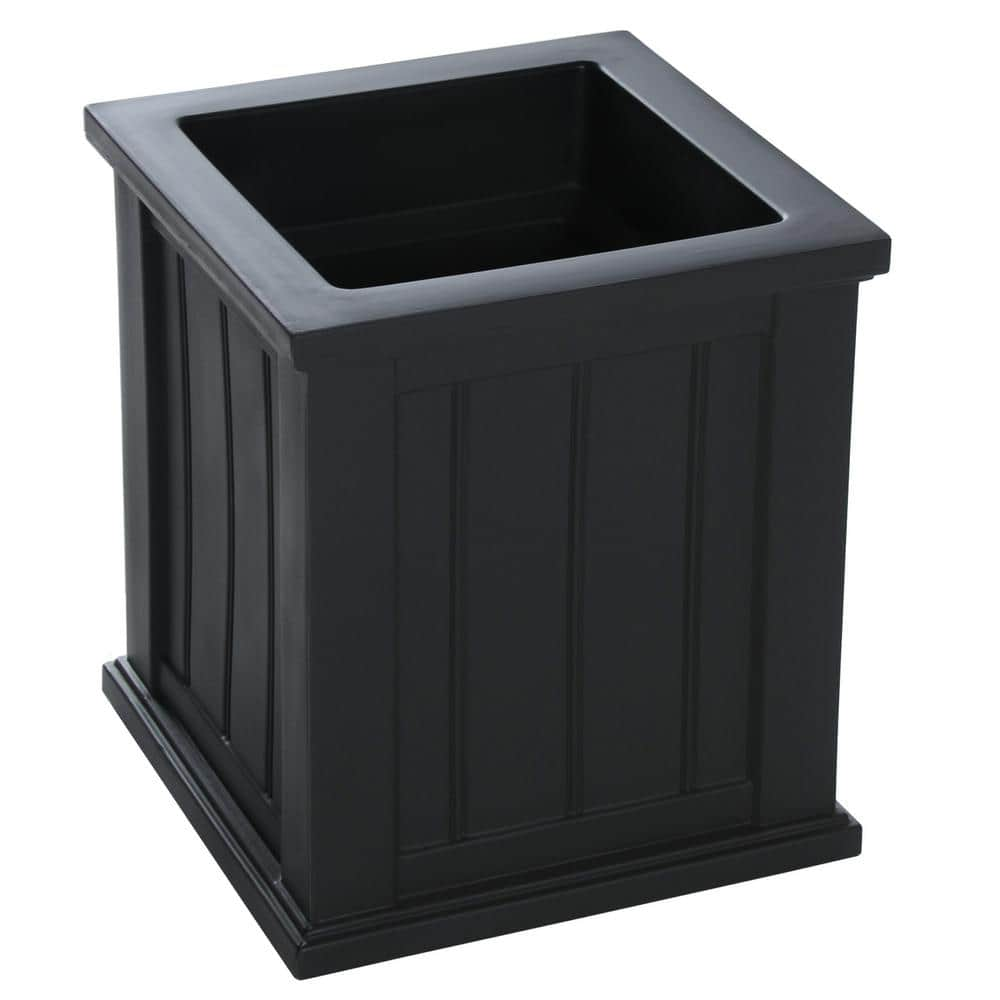 Mayne Cape Cod 16  x 16  x 18  Square Black Self-Watering Polyethylene Planter