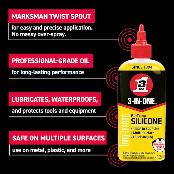 4 fl. oz. All-Temp Silicone Drip Oil, Long-Lasting Lubricant