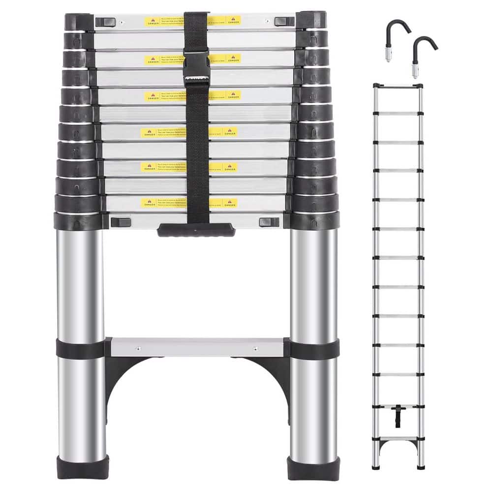 16.5 ft telescoping aluminum ladder with one-button retraction, extension, 330 lbs load, stabilizers, hooks price history on PriceWatchPro