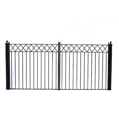 Stockholm Style 12 ft. x 6 ft. Black Steel Dual Swing Driveway Fence Gate
