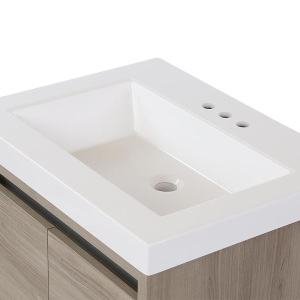 Project Source 24-in Gray Single Sink Bathroom Vanity with White Cultured  Marble Top in the Bathroom Vanities with Tops department at