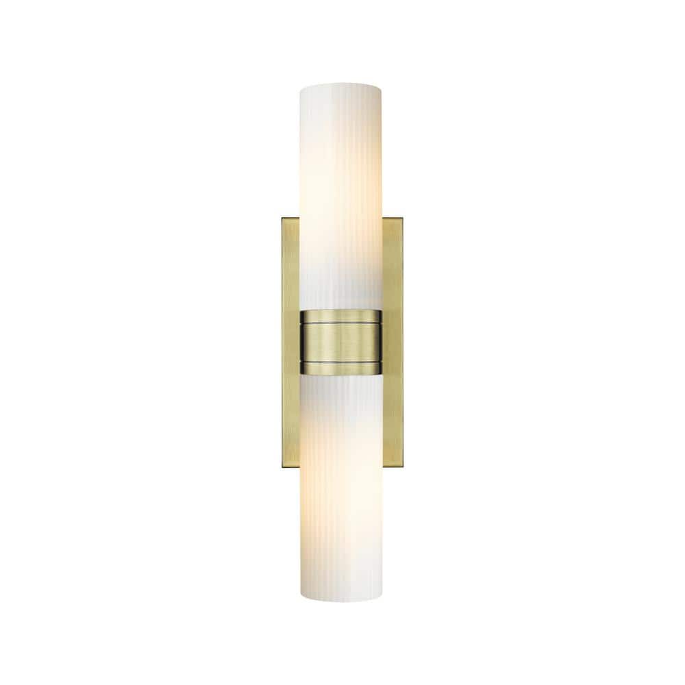 Ballston Urban 18 in. 2-Light Antique Brass Vanity Light with Glass Shade price history on PriceWatchPro
