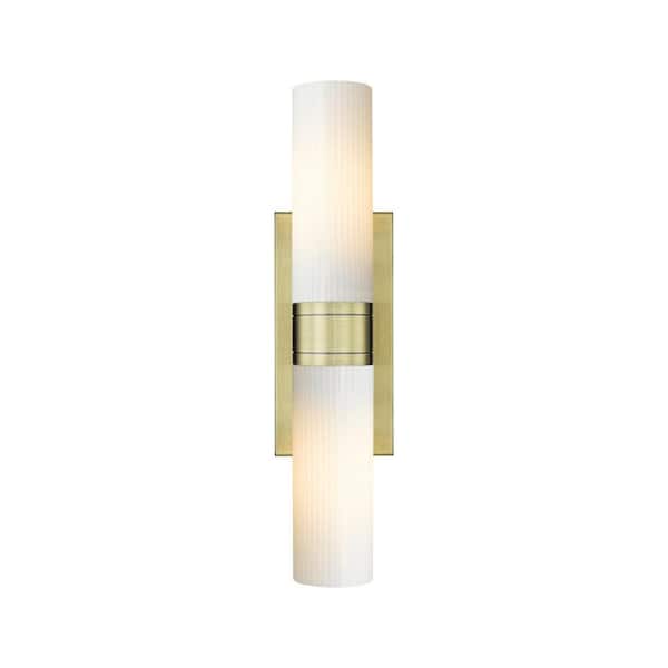 Innovations Ballston Urban 18 in. 2-Light Antique Brass Vanity Light with Glass Shade