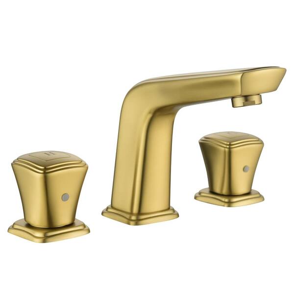 Aosspy Modern Widespread Double Handle Bathroom Faucet in Brushed Gold
