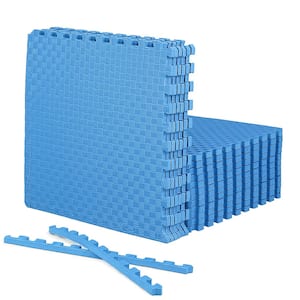 Blue 24" W x 24" L x 0.75" T EVA Foam Double-Sided Tatami Pattern Gym Flooring Mat (18 Tiles/Pack) (72 sq. ft.)