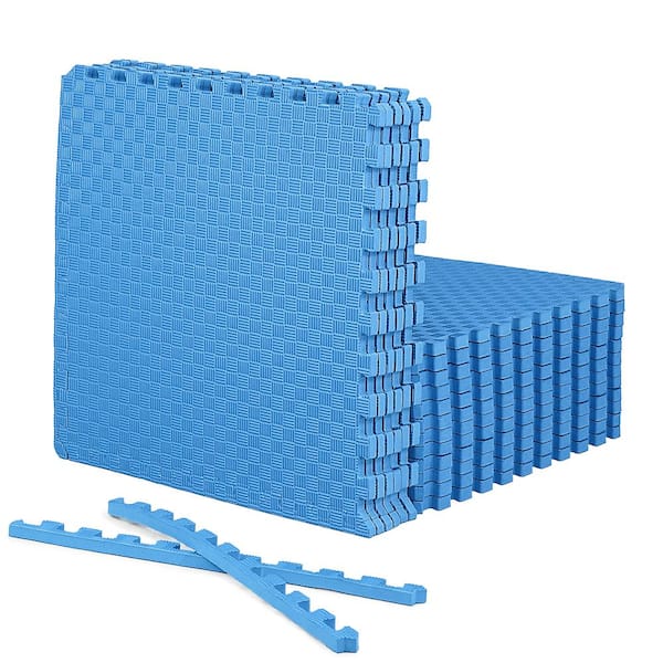 CAP Blue 24" W x 24" L x 0.75" Thick EVA Foam Double-Sided Tatami Pattern Gym Flooring Tiles (18 Tiles/Pack) (72 sq. ft.)