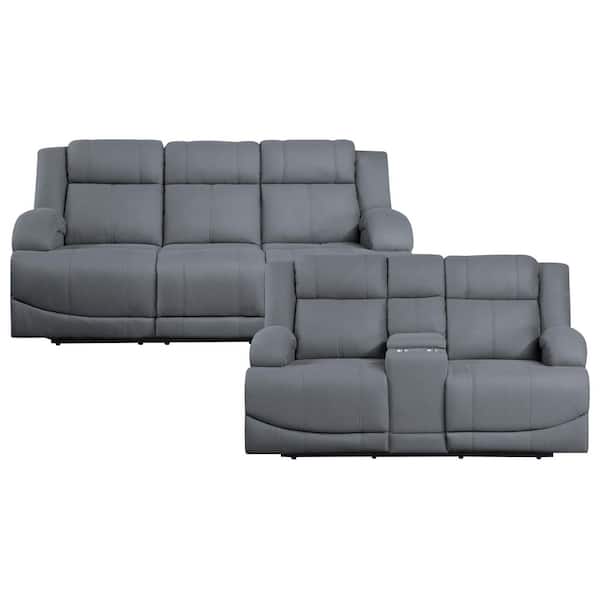 EVERGLADE HOME Darcel 152 in. W Round Arm Microfiber Rectangle Sofa in Blue with 5-Seats