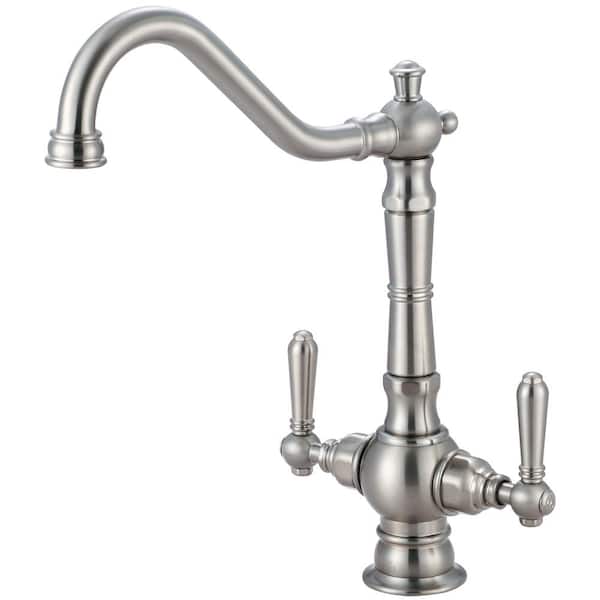 Pioneer Americana Double-Handle Deck Mounted Standard Kitchen Faucet in Brushed Nickel