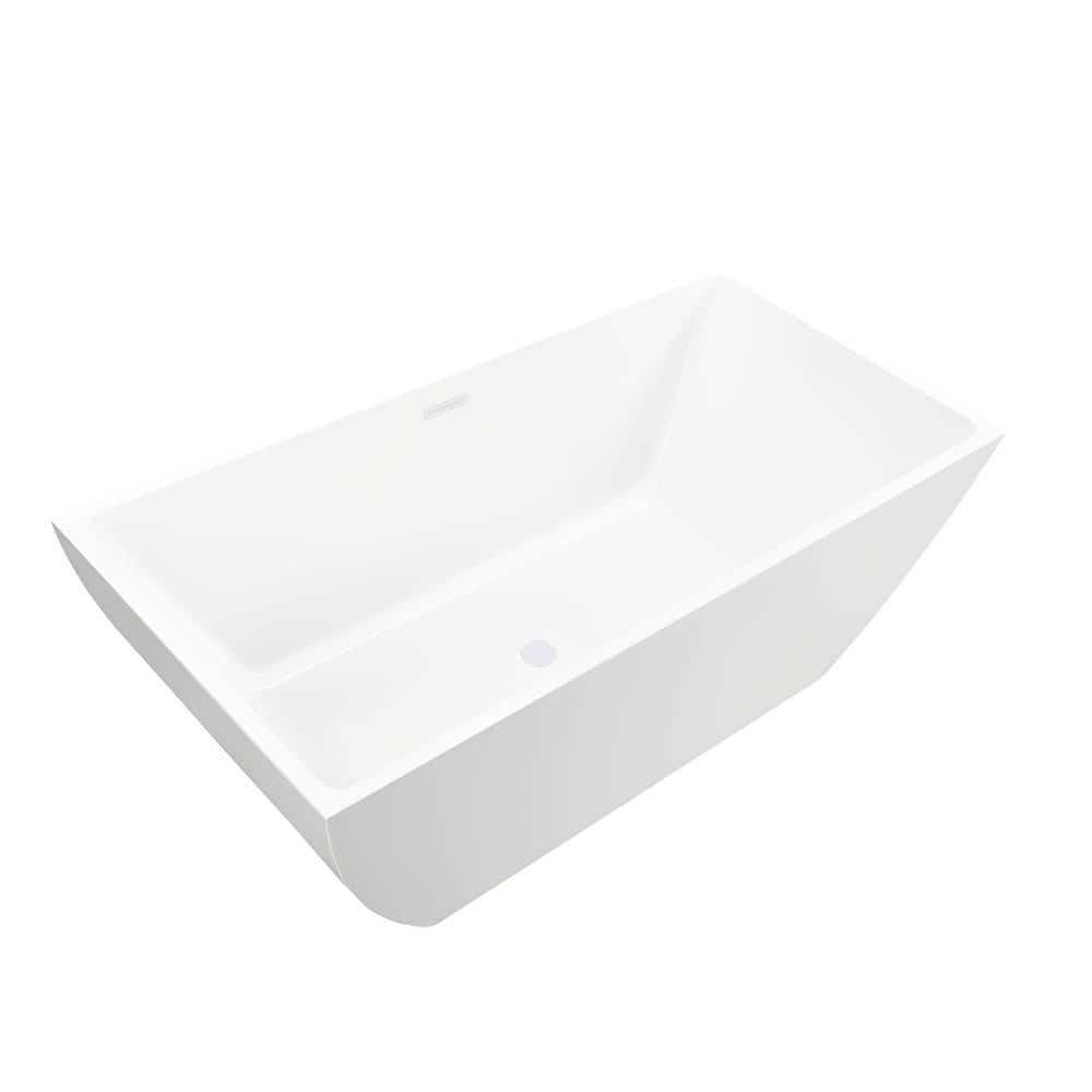 Pure White 59" Acrylic Freestanding Soaking Bathtub