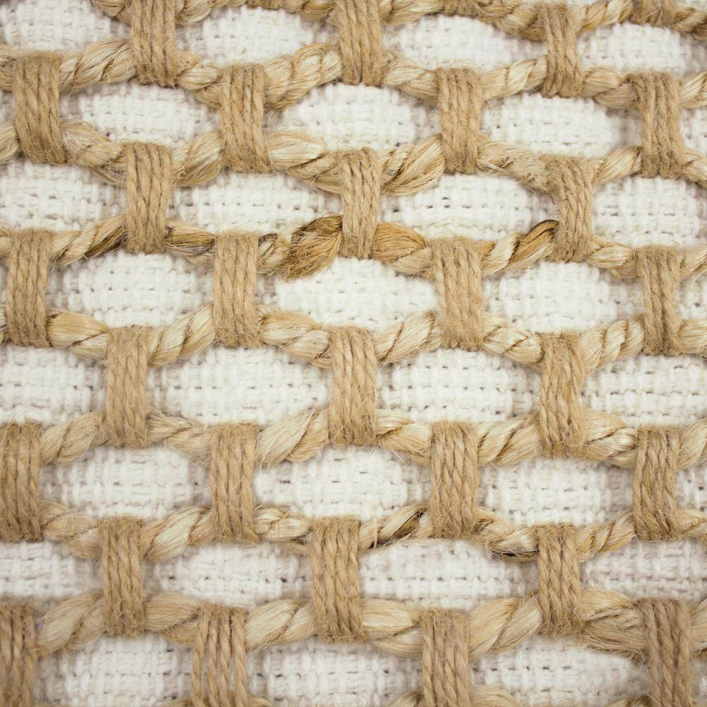 Jada 20" White and Beige Cotton Jute Throw Pillow Covers