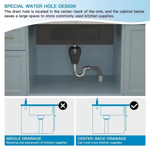 stufurhome - 30 in. Gunmetal Black Single Bowl Workstation 16-Gauge Stainless Steel Drop-In Kitchen Sink with Backspalash