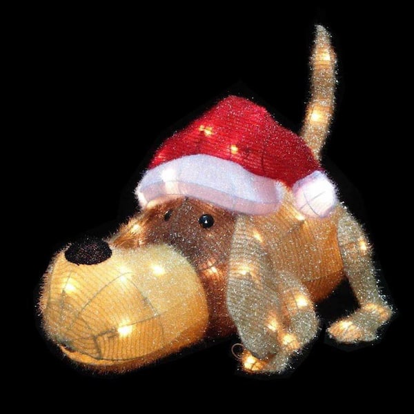 Unbranded 20 in. H Pre-Lit Clear Mini Lights Christmas Greeting Puppy