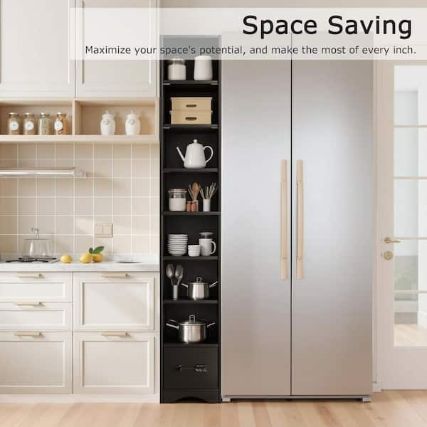 VECELO Tall Narrow Bookshelf with Adjustable Shelves 70.9 in. Slim