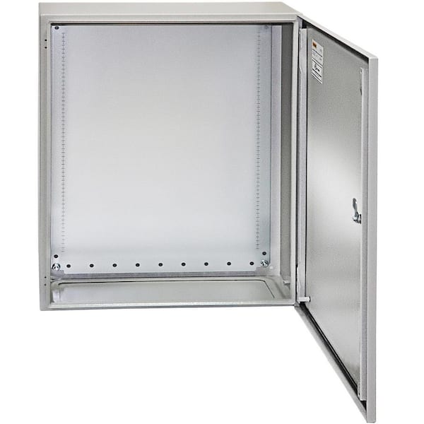 VEVOR Electrical Box Enclosure 20x20x6 NEMA 4X IP65 Outdoor Junction Box Carbon Steel Hinge with Rain Hood for Outdoor Indoor
