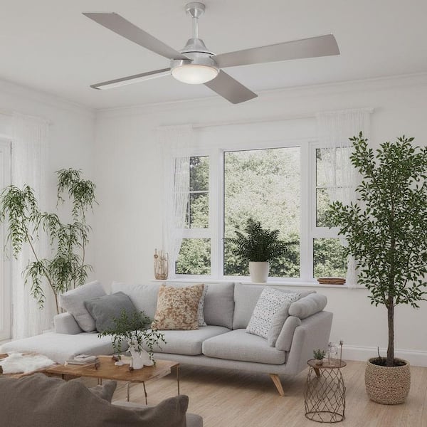 Aluma 52 in. LED Indoor Brushed Aluminum Ceiling Fan with Light and Wall Control