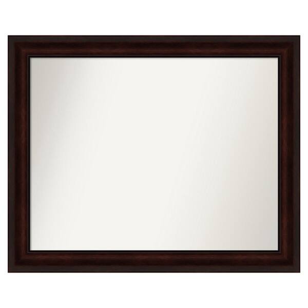 Amanti Art Coffee Bean Brown 37.25 in. x 30.25 in. Custom Non-Beveled Satin Recycled Polystyrene Framed Vanity Wall Mirror
