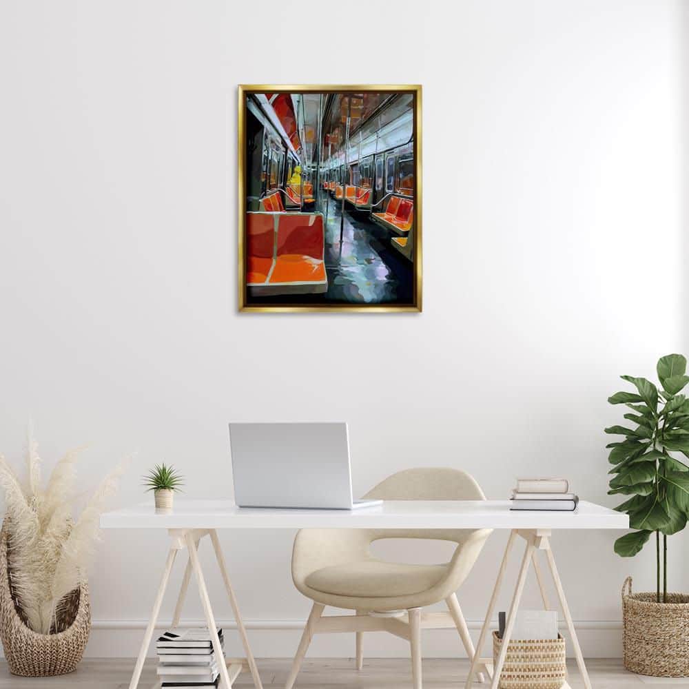 Bird Character in Subway Train by Keith Thomson Gold Floater Frame Travel Graphic Art Print 31 in. x 25 in. price history on PriceWatchPro