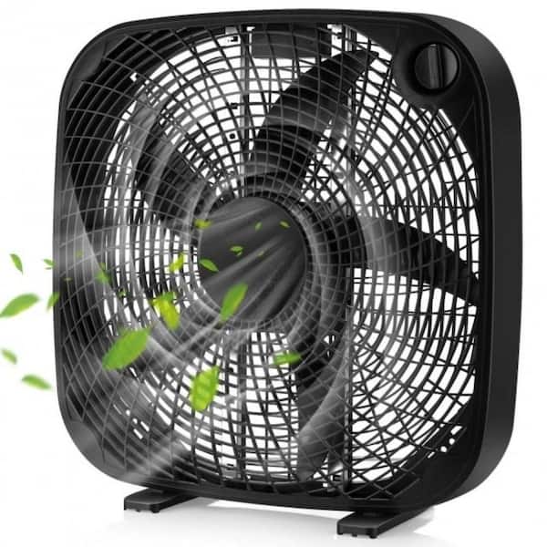 20 in. 3 Fan Speeds Box Fan in Black with Knob Control
