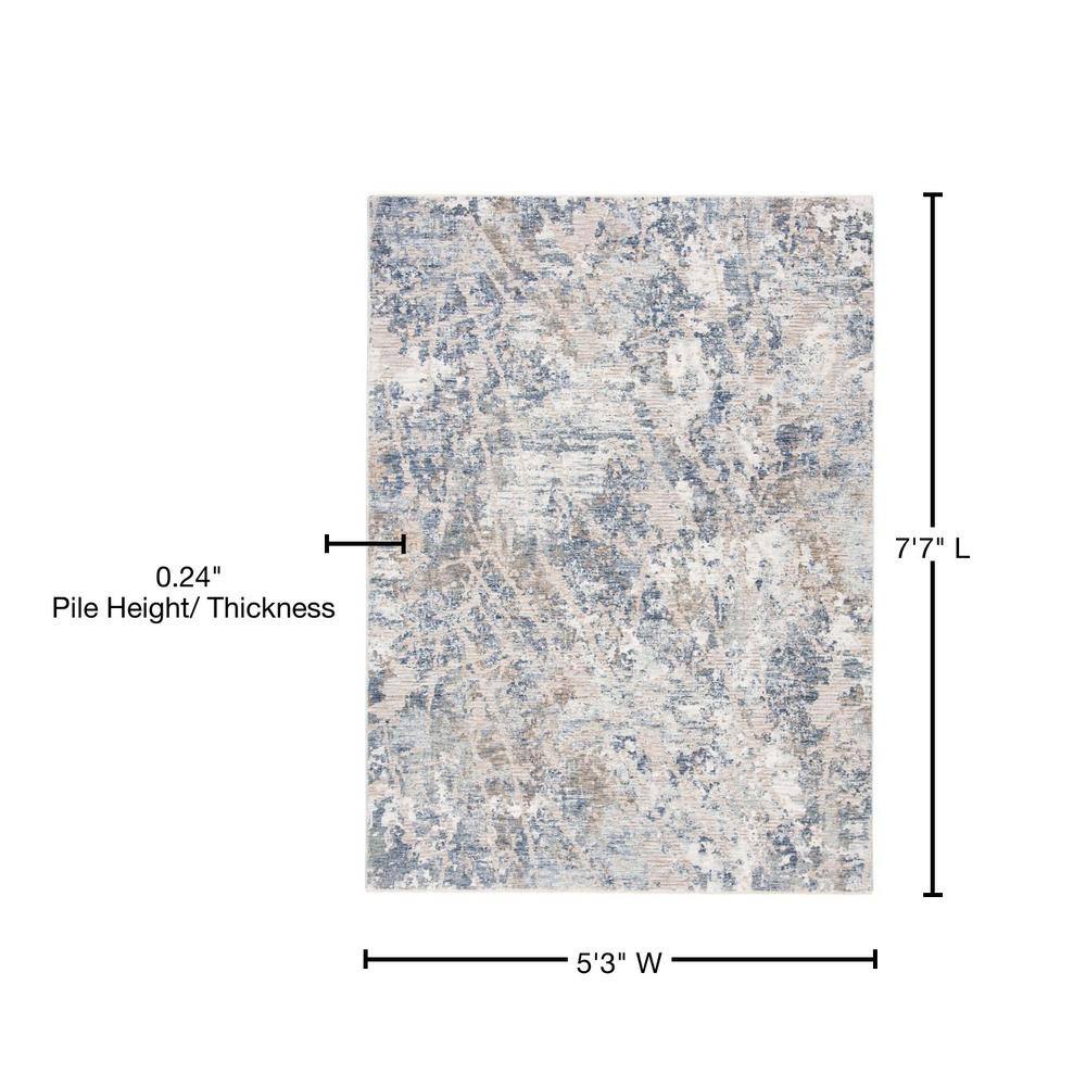 Blue and Gray Abstract Viscose Area Rug