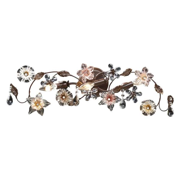 Titan Lighting Cristallo Fiore 3-Light Deep Rust Wall Mount Vanity Light