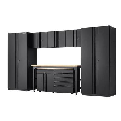 8-Piece Heavy Duty Welded Steel Garage Storage System in Black (156 in. W x 81 in. H x 24 in. D)